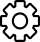Gear icon representing technical systems, software configuration, and backend engineering.