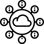 Connected cloud icon representing cloud integration, infrastructure connectivity, and SaaS platforms.